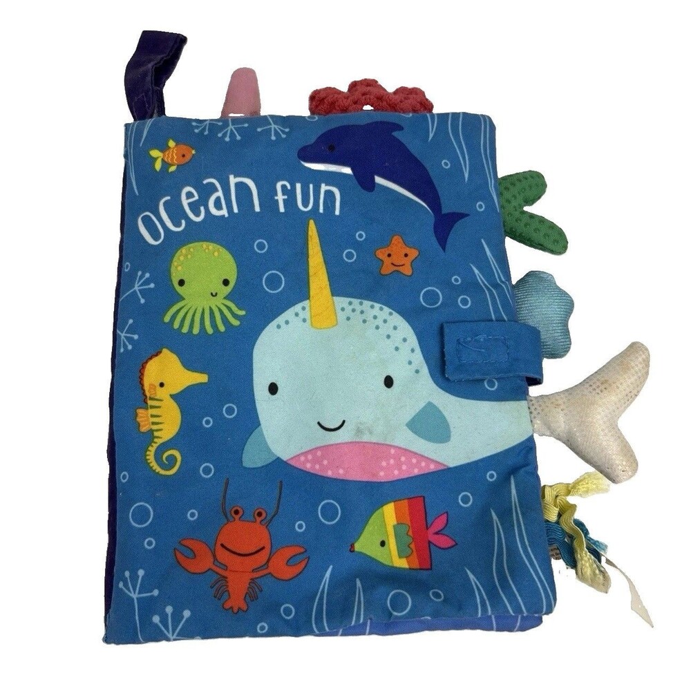 Make Believe Ideas Ocean Fun Soft Cloth Book Baby Toddler Sensory Touch Feel